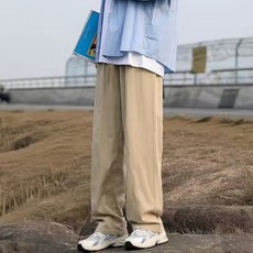 엘쏘 남녀공용 코튼 롱 와이드 치노 면 팬츠