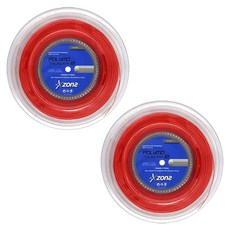 존스 폴리모 썬더 18G 십각 테니스 스트링, 레드, 2개