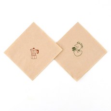 TOGO PACK 雞尾酒餐巾 咖啡師 400p + 摩卡壺 400p 套組, 1套, 褐色