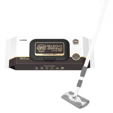 LIVENS Power Clean 拖把桿 + 拖把板 + 小蘇打蓋型濕拖清潔布 大型 30片組, 1套