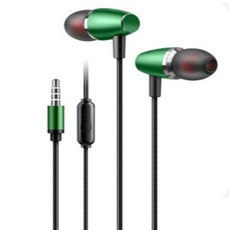 Daily Nest 現代金屬有線耳機, E型 綠色, 單一商品