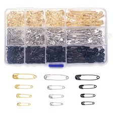 Khohimo 多用途別針 19mm 210入 + 22mm 150入 + 28mm 120入 + 38mm 120入 5W0042 套組, 1套, 金色, 銀色, 黑色