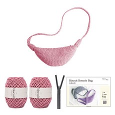 yarna 비스켓 보니백 DIY패키지 세트, 19 로즈핑크(비스켓), 블랙(지퍼), 1세트