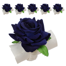 미소로운 성년의 날 파티 장미 꽃 냅킨링 type2, 네이비, 6개, 1개입