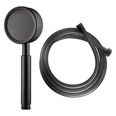 World Clean Allstain Tornado蓮蓬頭+PVC防垢軟管2m組, 黑色, 1組