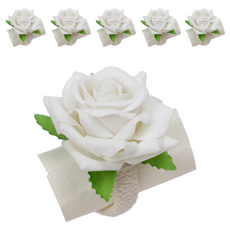 微笑滿溢 成人節派對 玫瑰花餐巾環 type2, 6個, 1入, 白色