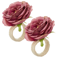 微笑成年日派對玫瑰花餐巾環 type1, 酒紅色, 2個, 1入