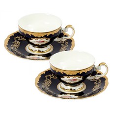 치어풀 그레핀 2인 커피잔세트, 1세트, 네이비