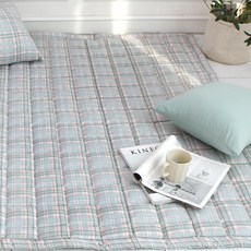 Beaudemonde 韓國製造 柔軟水洗兩用墊/地毯 糖果格紋, 綠色