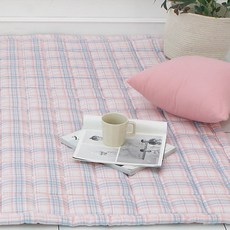 보몽드 국내 제조 부드러운 워싱 패드겸카페트 캔디체크, 핑크