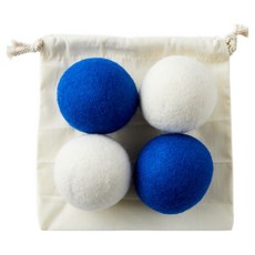 Modern House 洗衣烘乾機羊毛球4入 + 收納袋組合, 1套, 藍色