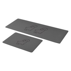 비비키 소프트 미끄럼방지 강아지 매트 2종 세트, 다크 그레이