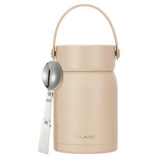 TUMS 圓形手柄食物罐 + 折疊湯匙套組, 1套, 沙米色