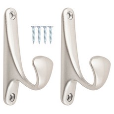 철물파크 벽고정 후크 단풍 옷걸이 2p + 설치 피스 4p 세트, 니켈무광, 1세트