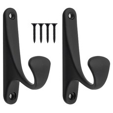 철물파크 벽고정 후크 단풍 옷걸이 2p + 설치 피스 4p 세트, 블랙무광, 1세트