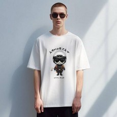 원헌드레드퍼센트 JS.LEE 아머캣 통기성 세미오버 반팔 티셔츠