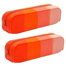 微笑漸層拉鍊式輕便筆袋, 漸層橘色, 2個