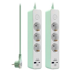 러그 고속충전 USB C타입 고용량 멀티탭 3구 3500W, 2개, 1.5m, 민트