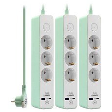 LUGBOX Box 快速充電 USB C型 高容量 3孔 3500W 延長線, 1.5m, 3個