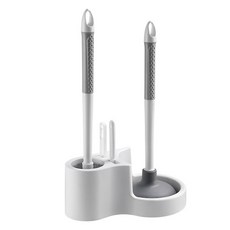 Khohimo 4合1 浴室馬桶刷 馬桶疏通器 縫隙刷 鑷子 4件組, 白色, 1套