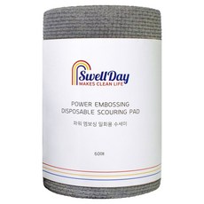 SwellDay 強力壓花抗菌拋棄式菜瓜布, 1個, 灰色, 60張