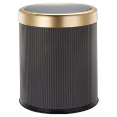 PEONIST 隔絕異味一鍵按壓圓形基本款垃圾桶, 黑色