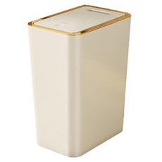 PEONIST 纖薄一鍵式附蓋垃圾桶 15L, 奶油色