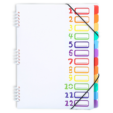 UNIBI 12口袋彩虹文件便攜式彈簧索引文件夾, 白色, 1個