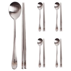HANIL STAINLESS STEEL 快樂樹餐具組, 1套, 湯匙 5p + 筷子 5p, 單一顏色