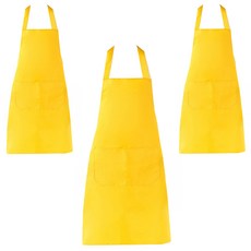 헬로젬 코스트 손님용 포켓 목걸이형 앞치마, 옐로우, 3개