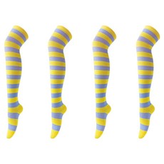 알로데 여성용 와이드 단가라 파티용 하이 니삭스 4켤레 세트