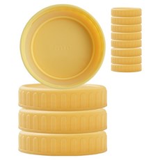 mir 矽膠環玻璃瓶塑膠PP蓋 70mm, 黃色, 12個