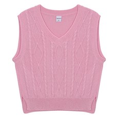 applepink 麻花編織V領針織背心 S202