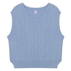 applepink 女童麻花編織V領針織背心 S202