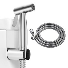 Musikine 一掃淨 304不鏽鋼 浴室噴槍 + 軟管 1.5m + 支架組, 銀色, 1套