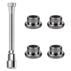 THE ZAKKA 360度旋轉水龍頭延長軟管 50cm + 轉接頭 4p 套組, 銀色, 1套