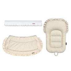 ManitoPet 狗狗推車防護墊 智能防撞條 + 外罩 + 內墊 荷葉邊套組, 1套, 白色(防撞條), 素色荷葉邊(外罩, 內墊)