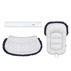 Manito Pet 狗狗推車防護墊 智能防撞條 + 外罩 + 內墊 荷葉邊套組, 1套, 白色(防撞條), 田園風光(外罩, 內墊)