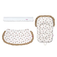 Manito Pet 狗狗推車防護墊 智能防撞條 + 外罩 + 內墊 荷葉邊套組, 1套, 白色(防撞條), 櫻桃熊(外罩, 內墊)