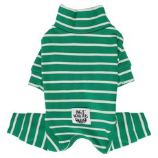 엔젤몬스터 반려동물 스트라이프 하이넥 커버롤 올인원 OR001, 823 Green, 1개