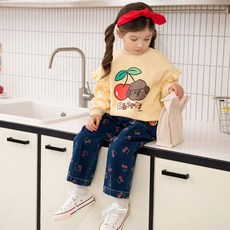 멜리코코 아동용 코코 체리 가득 배기 데님 팬츠 MELT924