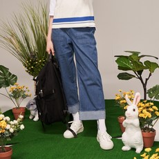 애플핑크 여아용 와이드핏 해지 롤업 워싱진 S203