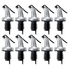 Reonheim 矽膠倒油嘴 油品 調味料 醬料 一鍵式瓶塞, 10個, 黑色