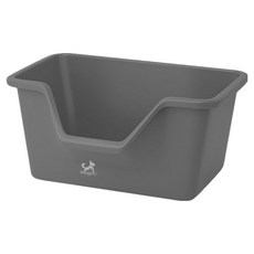 DING DONG PET 貓用半封閉方形開口貓砂盆, 灰色, 1個