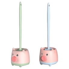 Yegrina 家用小豬馬桶刷2件組, 1套, 藍色, 綠色