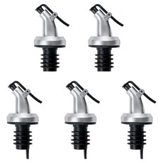 Leonheim矽膠倒油瓶油調味醬一觸式瓶塞, 5個, 黑色