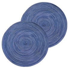 Royhome 家居裝飾小物 圓形亞麻餐墊 托盤, 36cm, 2個, 藍莓色