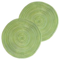 Royhome 家居裝飾小物 圓形亞麻餐墊 托盤, 36cm, 2個, 草綠色