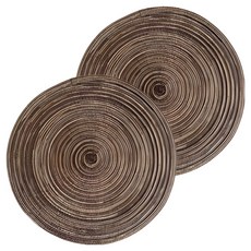 Royhome 家居裝飾小物 圓形亞麻餐墊 托盤, 38cm, 2個, 棕色