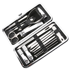 多合一指甲剪19件+收納盒套組, 黑色, 1套